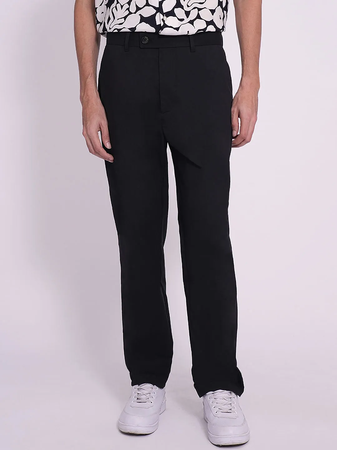 Celana KAPTENSLOT Black Organic Cotton Straight Fit Pants warna hitam