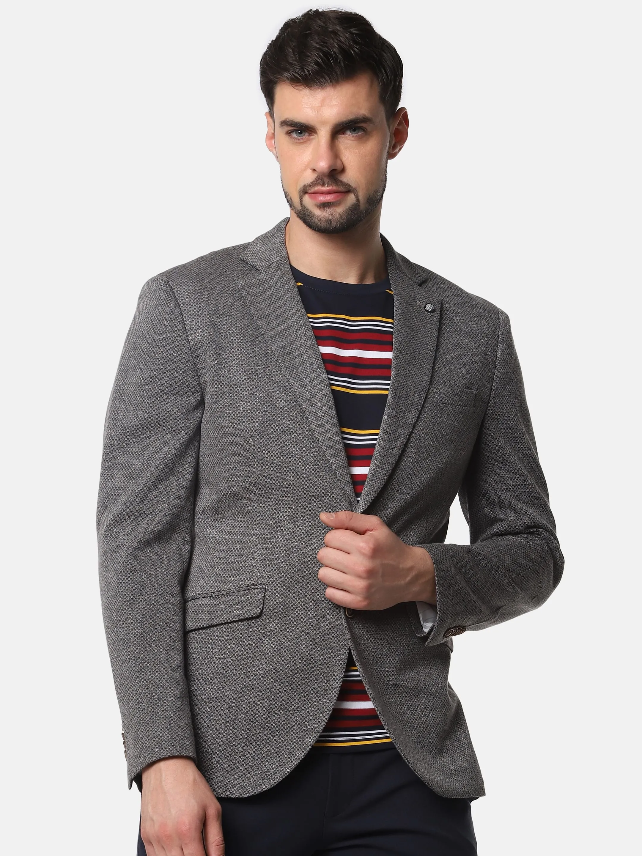 Blazer KAPTENSLOT Dark Grey Slim Fit Formal warna abu-abu gelap