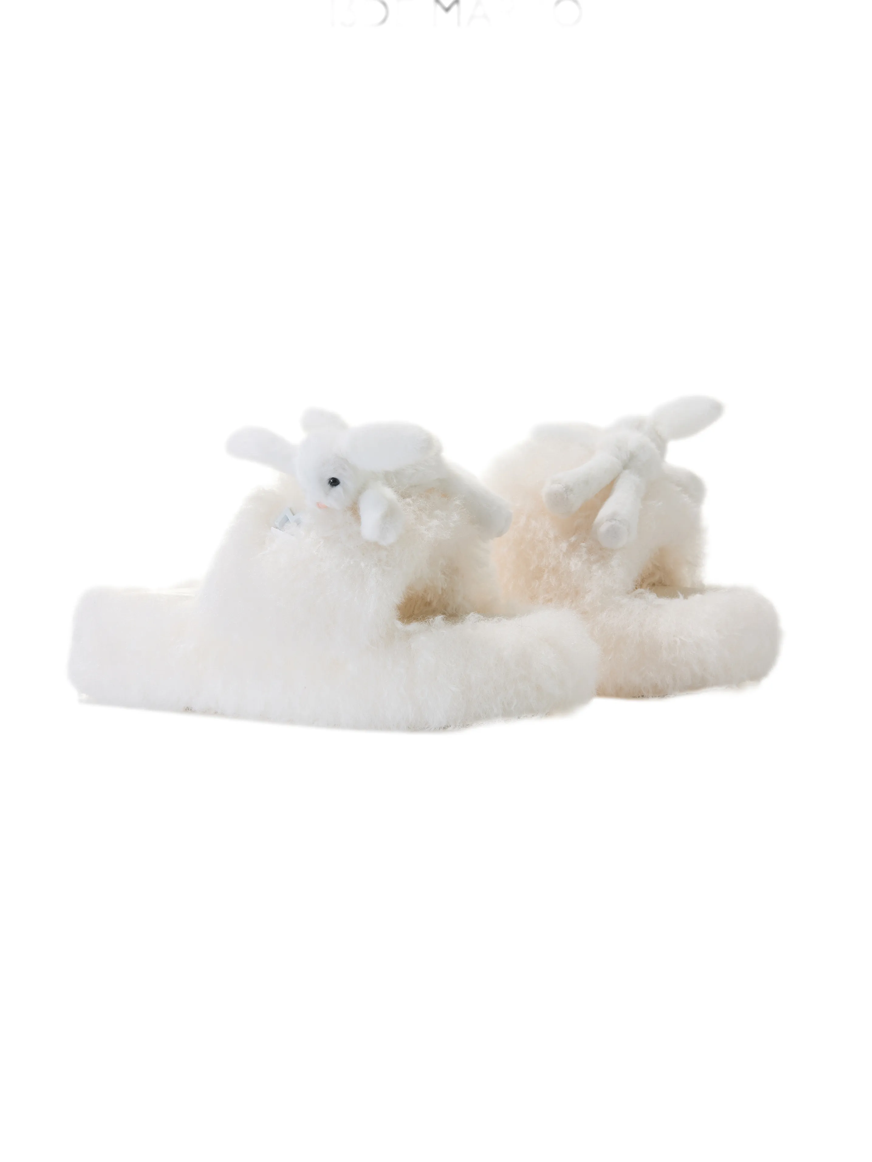 OKEBOS138 Furry Single-Strap Open-Toe Slippers warna khaki tampak atas