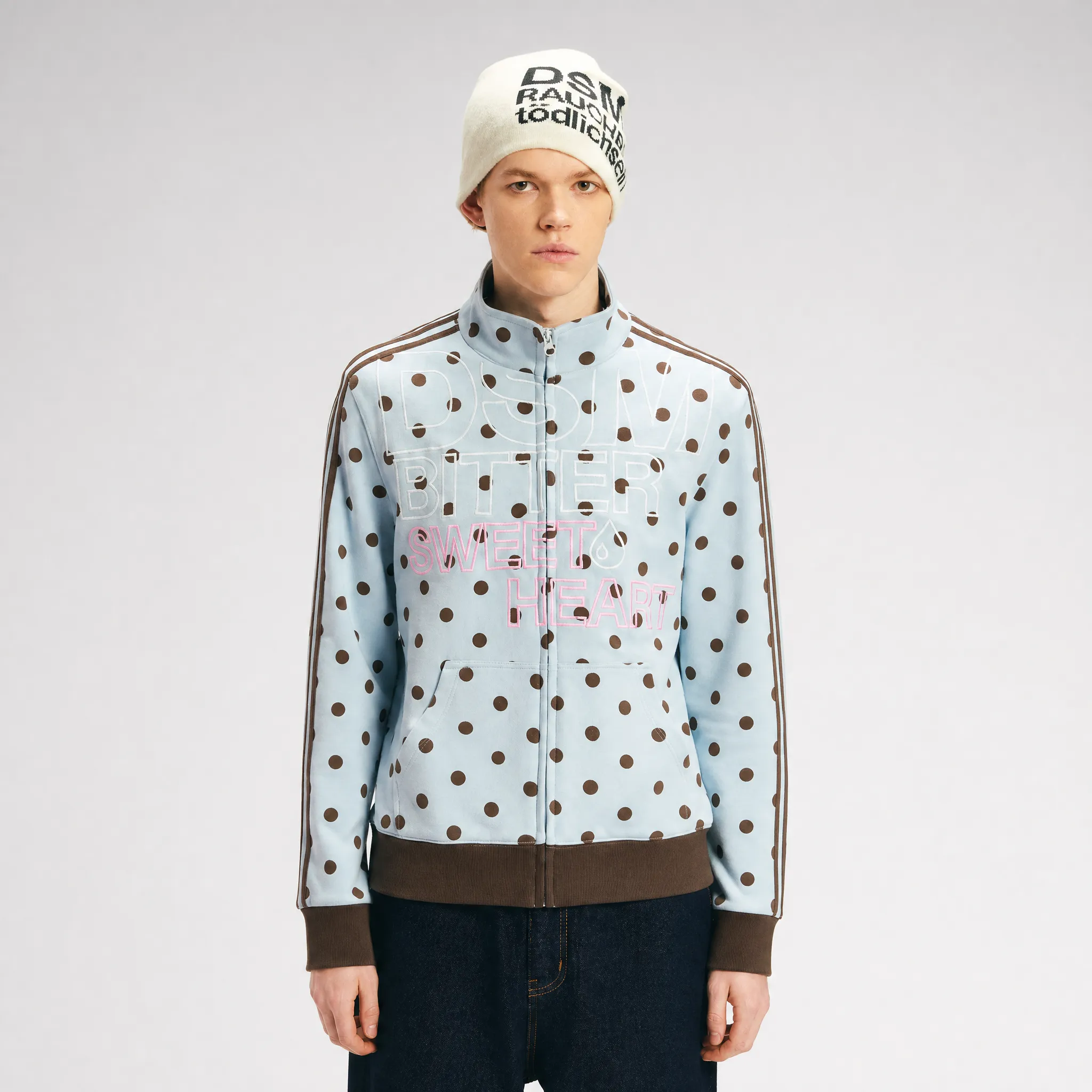 Custom Polka-Dot Stand-Collar Sweatshirt kasual streetwear HIAM138