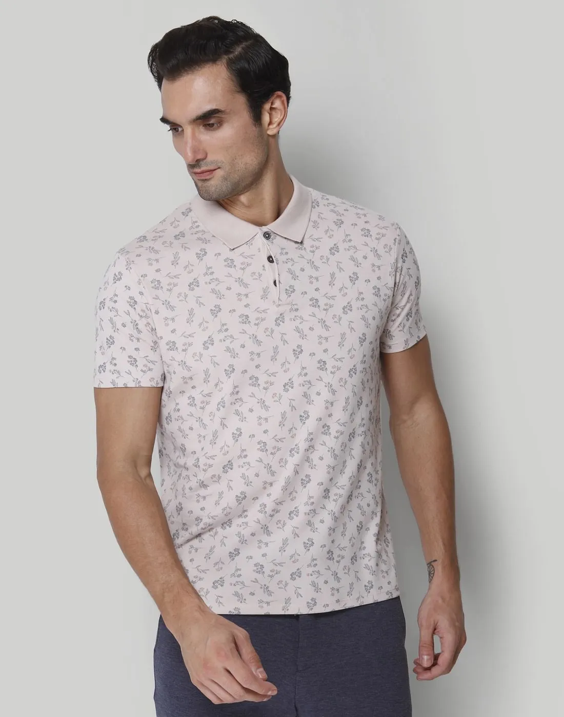 Pink Floral Print Polo Neck T-Shirt eksklusif dari PASOPATI4D