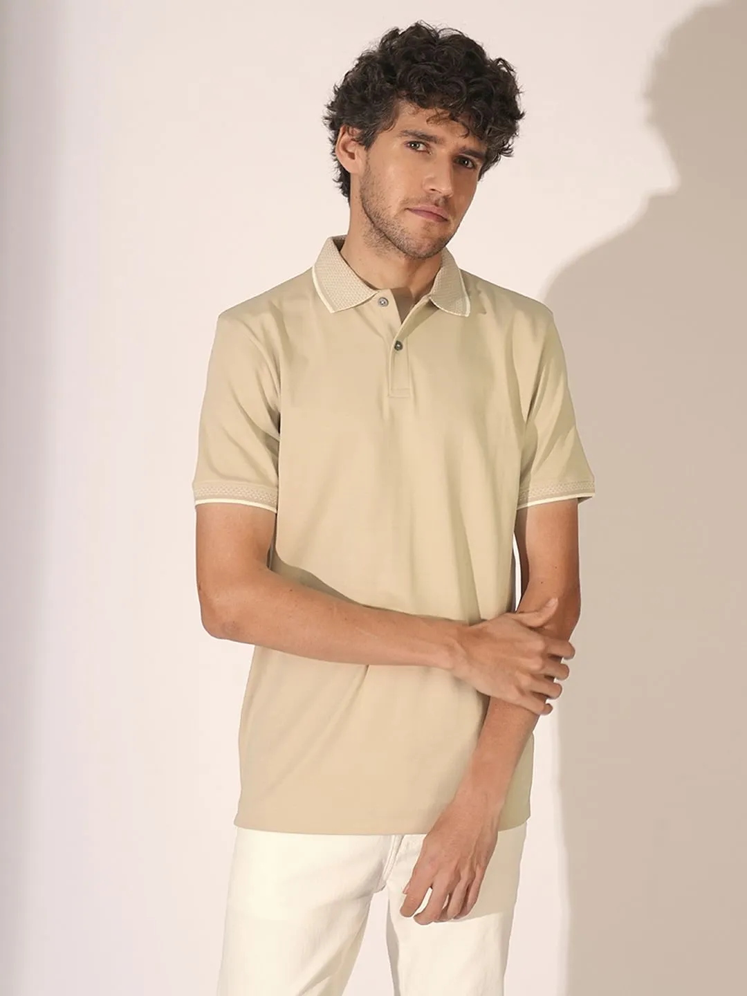 SLOTDANA Brown Cotton Polo shirt elegan untuk pria modern